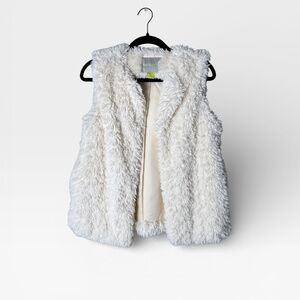 Bernardo Faux Suede Fur Vest White Size Large (L)
